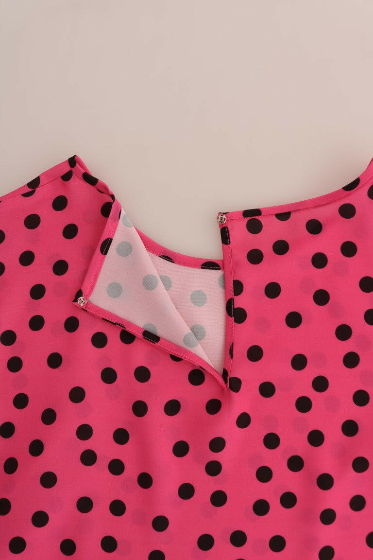 Dolce & Gabbana Chic Pink Polka Dotted Silk Blouse