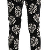 Dolce & Gabbana Slim Fit Leaf Print Ankle Pants