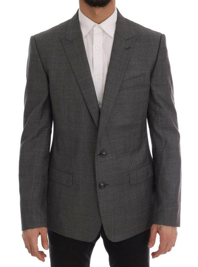 Dolce & Gabbana Sleek Gray Checkered Wool Blazer