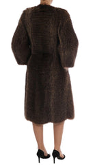 Dolce & Gabbana Elegant Brown Raccoon Fur Knee-Length Coat