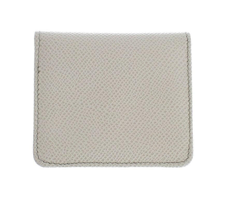 Dolce & Gabbana Sleek White Leather Condom Case Wallet