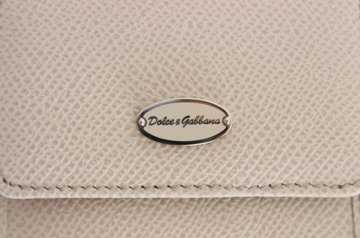 Dolce & Gabbana Sleek White Leather Condom Case Wallet