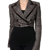 Dolce & Gabbana Brown Plaid Long Sleeve Cropped Coat Jacket