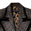 Dolce & Gabbana Brown Plaid Long Sleeve Cropped Coat Jacket