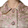 Dolce & Gabbana Metallic Pink Gold Jacquard Jewel Button Coat Jacket