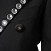 Dolce & Gabbana Black Crystal Double Breasted Blazer Jacket