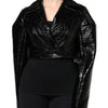 Dolce & Gabbana Black Leather Cropped Long Sleeve Coat Jacket