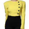 Dolce & Gabbana Lemon Yellow Wool Long Sleeves Cropped Coat Jacket