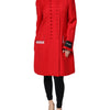 Dolce & Gabbana Red Jacquard Wool Women Trenchcoat Jacket