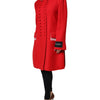 Dolce & Gabbana Red Jacquard Wool Women Trenchcoat Jacket