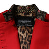 Dolce & Gabbana Red Jacquard Wool Women Trenchcoat Jacket