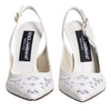 Dolce & Gabbana White Leather Stiletto Heels Slingback Shoes