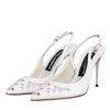 Dolce & Gabbana White Leather Stiletto Heels Slingback Shoes