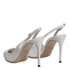 Dolce & Gabbana White Leather Stiletto Heels Slingback Shoes