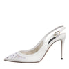 Dolce & Gabbana White Leather Stiletto Heels Slingback Shoes