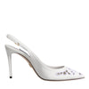 Dolce & Gabbana White Leather Stiletto Heels Slingback Shoes