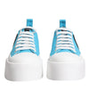 Dolce & Gabbana Blue White Canvas Logo Low Top Sneakers Shoes