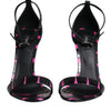 Dolce & Gabbana Black Fuchsia Leather DG Heels Sandals Shoes