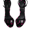 Dolce & Gabbana Black Fuchsia Leather DG Heels Sandals Shoes