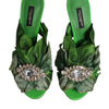 Dolce & Gabbana Green Crystal Slides KEIRA Sandal Shoes