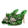 Dolce & Gabbana Green Crystal Slides KEIRA Sandal Shoes