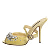 Dolce & Gabbana Yellow Crystal Slides KEIRA Sandals Shoes