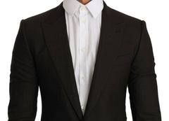 Dolce & Gabbana Sleek Slim Brown Virgin Wool Blazer Jacket