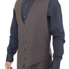 Dolce & Gabbana Elegant Brown Striped Wool Dress Vest