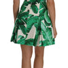 Dolce & Gabbana Elegant Green Banana Leaf Print A-Line Dress