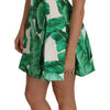 Dolce & Gabbana Elegant Green Banana Leaf Print A-Line Dress