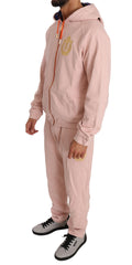 Elegant Pink Cotton Sweatsuit Luxury Comfort