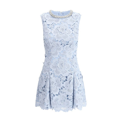 Self-Portrait lace Mini Dress with jewel collar