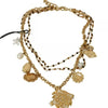 Dolce & Gabbana Gold Brass Crystal Floral Statement Charms Necklace