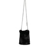 Dolce & Gabbana Black Faux Fur Silver Chain Crossbody Shoulder Purse Bag