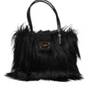 Dolce & Gabbana Black Fur Logo Plaque Double Handle Shoulder Bag