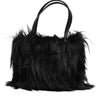 Dolce & Gabbana Black Fur Logo Plaque Double Handle Shoulder Bag