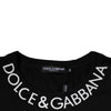 Dolce & Gabbana Black Logo Print Cotton Crew Neck T-shirt