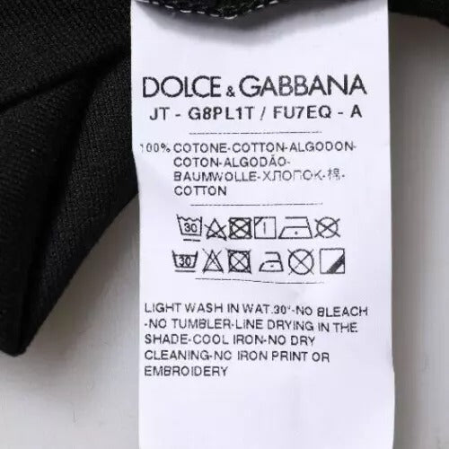 Dolce & Gabbana Black Logo Print Cotton Crew Neck T-shirt