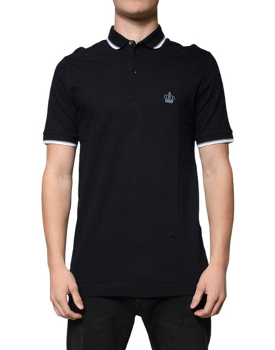 Dolce & Gabbana Black Collared Short Sleeves Men Polo T-shirt