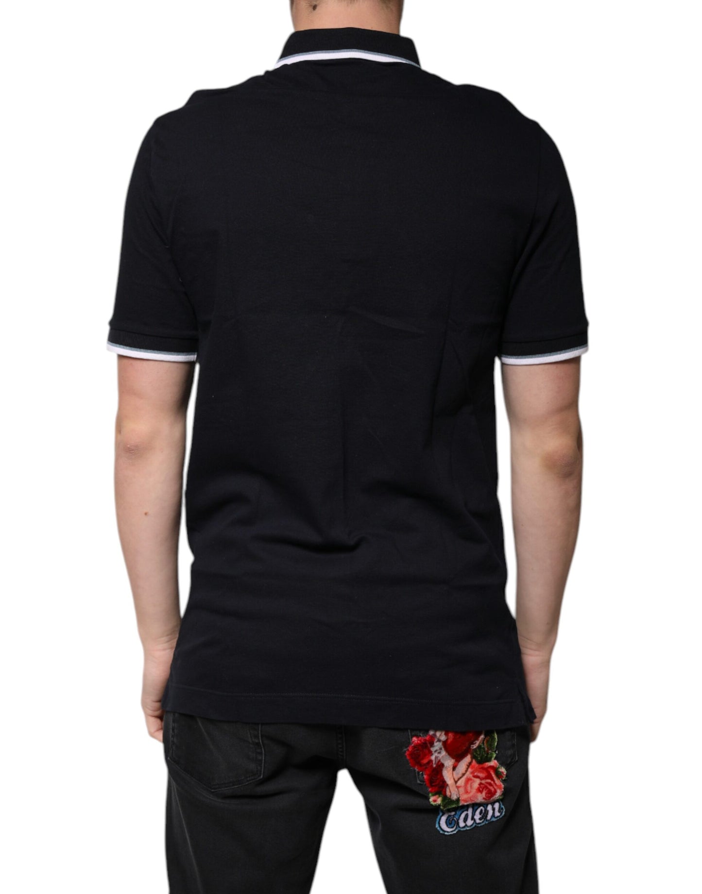 Dolce & Gabbana Black Collared Short Sleeves Men Polo T-shirt