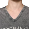 Dolce & Gabbana Gray Cotton V-neck Short Sleeves T-shirt