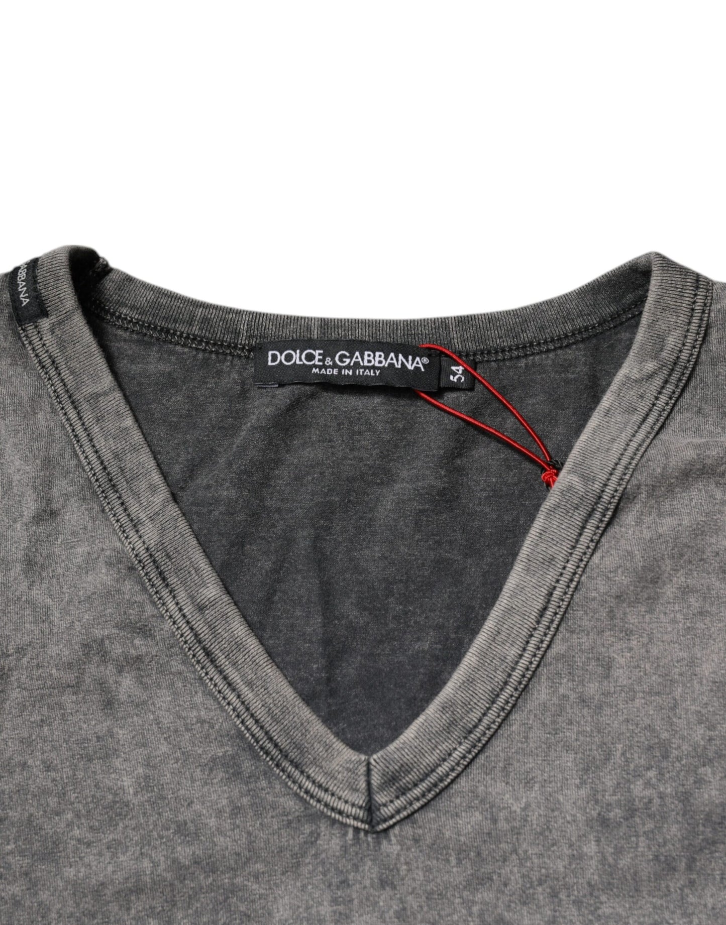 Dolce & Gabbana Gray Cotton V-neck Short Sleeves T-shirt