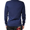 Dolce & Gabbana Navy Blue Cashmere V-neck Pullover Sweater