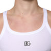 Dolce & Gabbana White Cotton DG Sleeveless Round Neck T-shirt