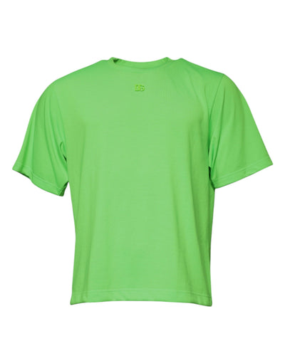 Dolce & Gabbana Green Logo Polyester Crew Neck T-shirt