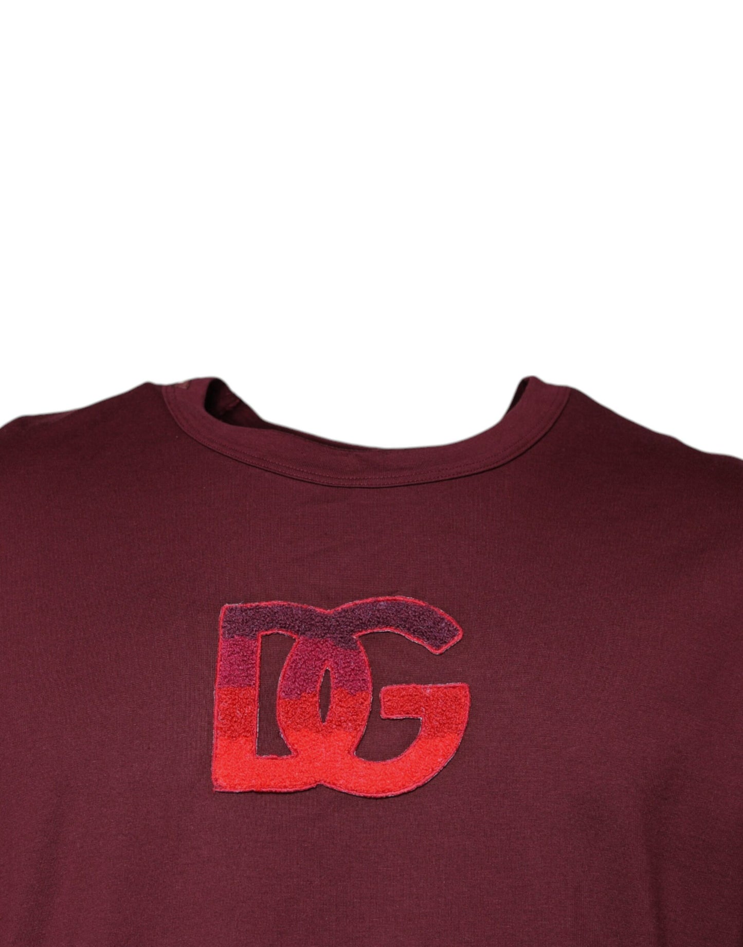 Dolce & Gabbana Maroon Logo Print Cotton Crew Neck T-shirt