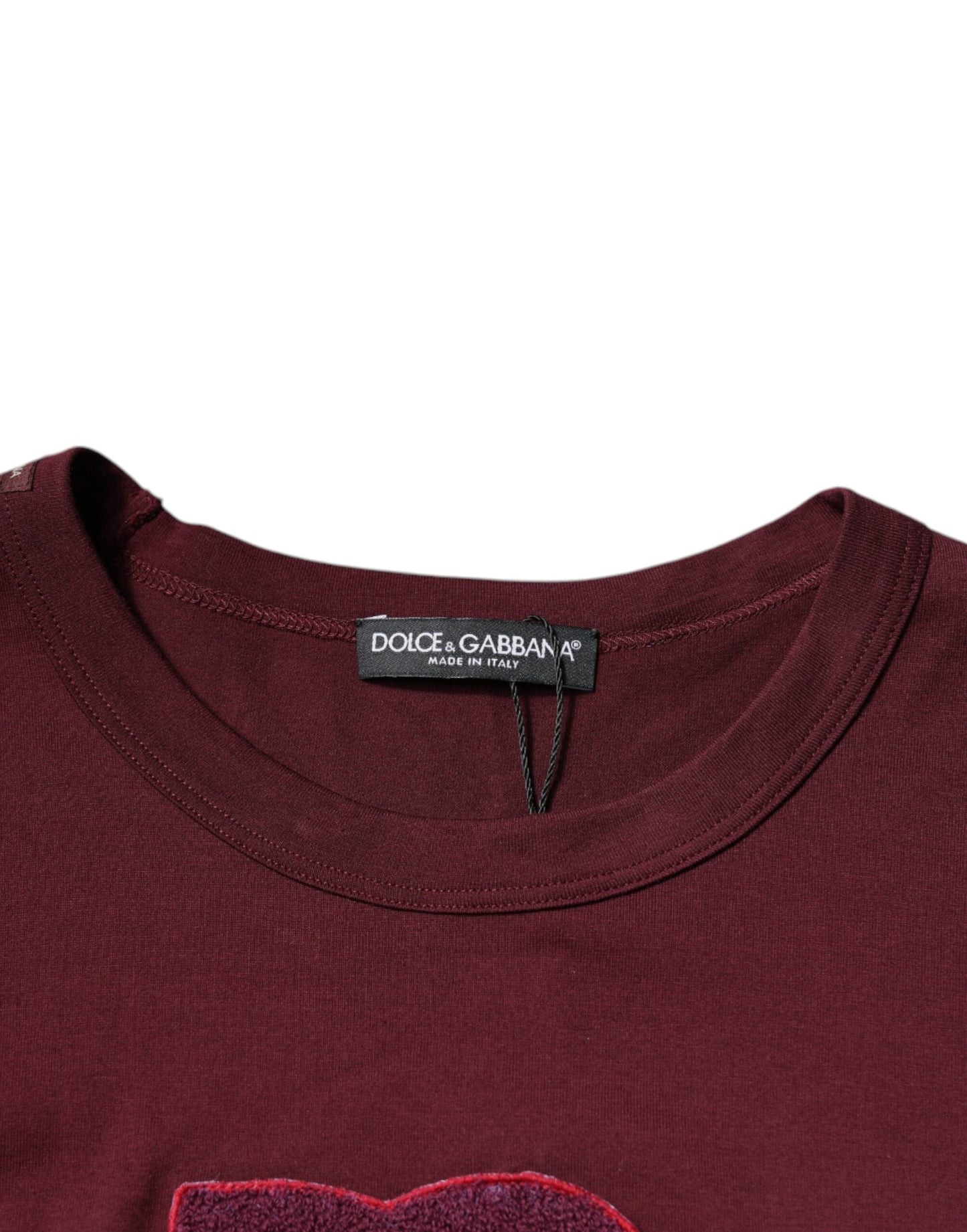 Dolce & Gabbana Maroon Logo Print Cotton Crew Neck T-shirt