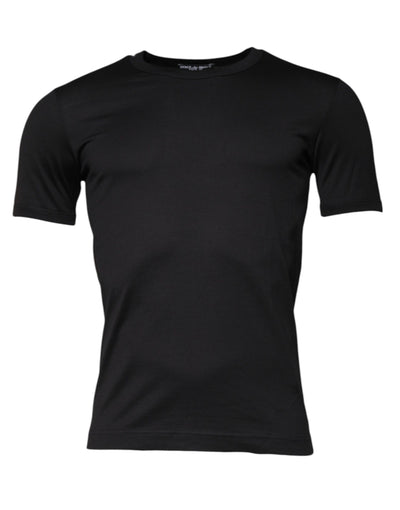 Dolce & Gabbana Black Cotton Crew Neck Short Sleeves T-shirt