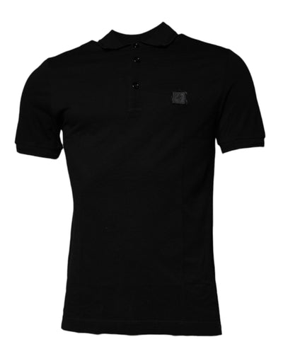 Dolce & Gabbana Black Collared Short Sleeves Polo T-shirt