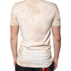 Dolce & Gabbana Beige Graphic Print Cotton V-neck T-shirt